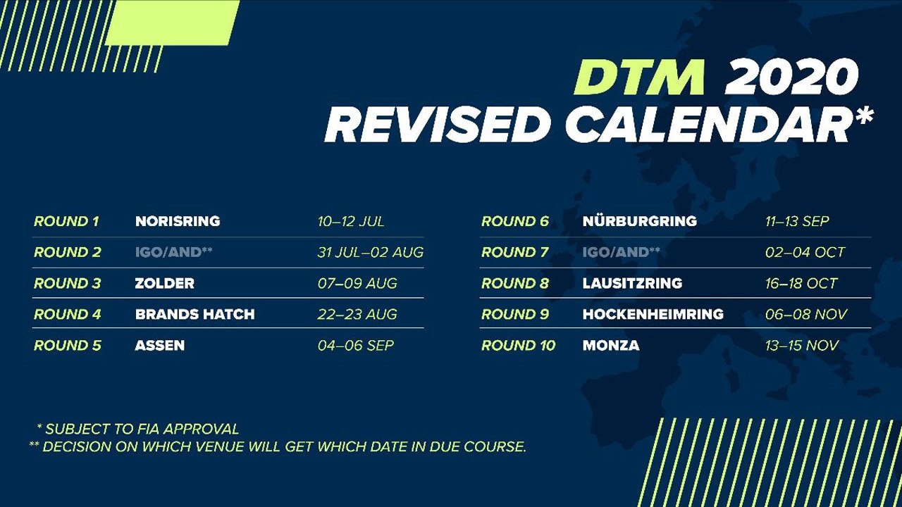 El DTM presenta un nuevo calendario de 2020 con inicio en julio Motor.es